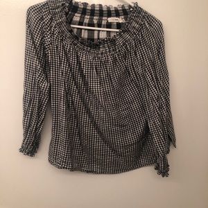 rag & bone gingham off the shoulder top